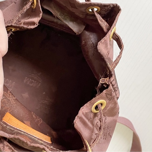 MCM brown visetos nylon and leather small backpack - Picture 9 of 11